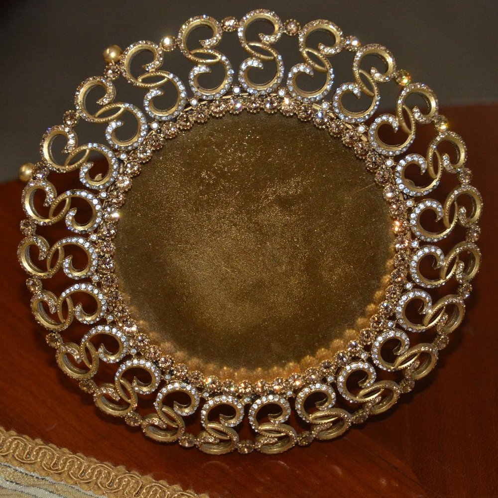 RARE JAY STRONGWATER FALL AUTUMN KARYSS PAISLEY JUNGLE GOLD CRYSTAL ENAMEL FRAME